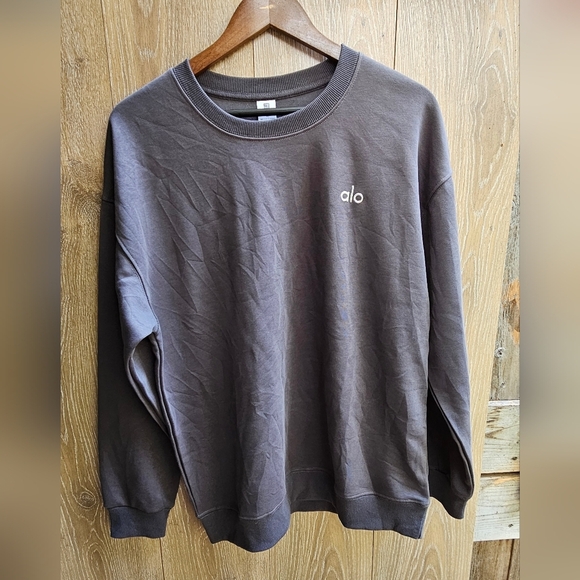 ALO NWOT Accolade Crew Neck Pullover In Anthracite Dark Grey Unisex XL 16-18 - Picture 3 of 6